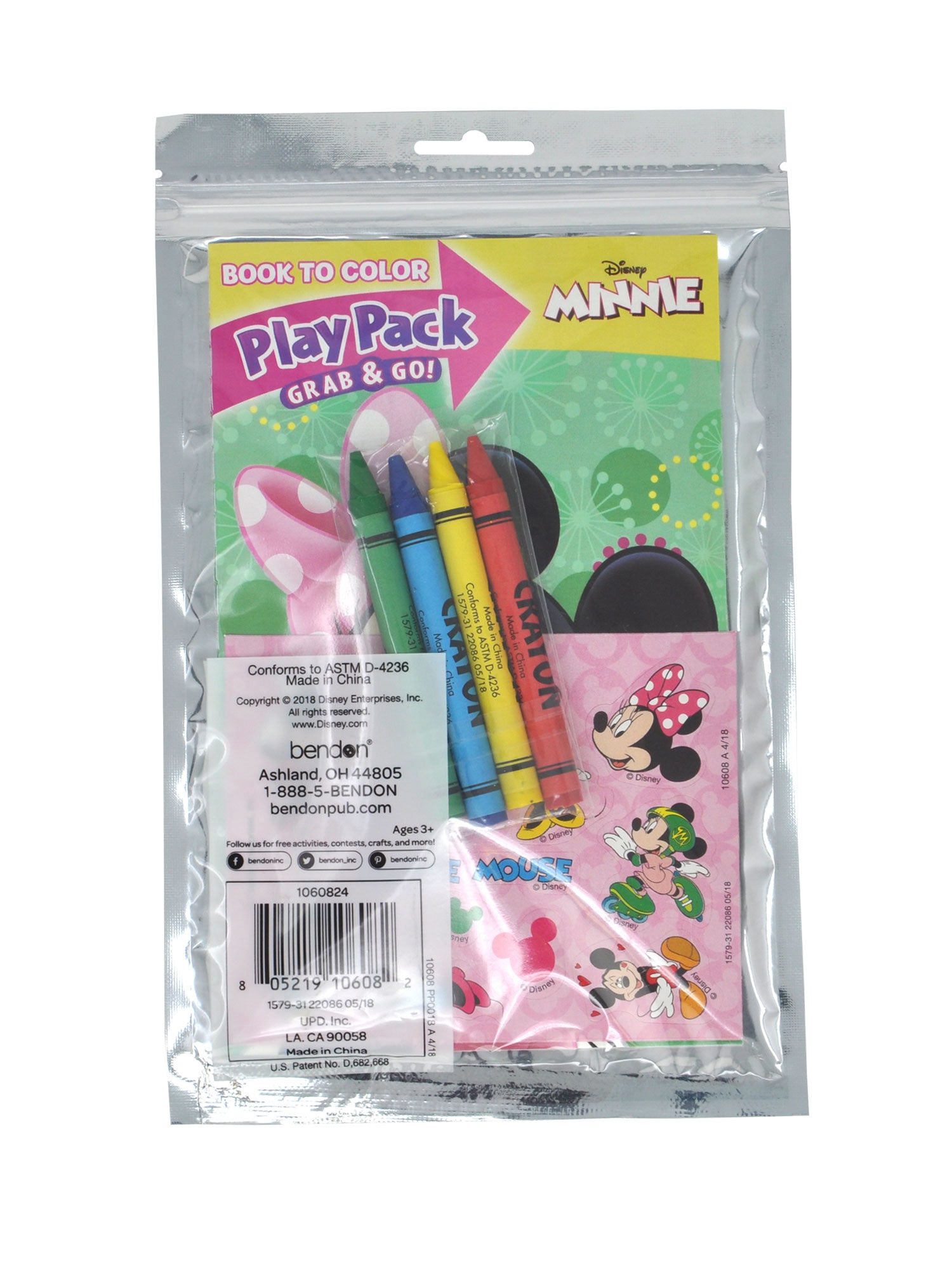 Girls Minnie Mouse Grab-n-Go Play Pack Crayons Stickers Coloring Book