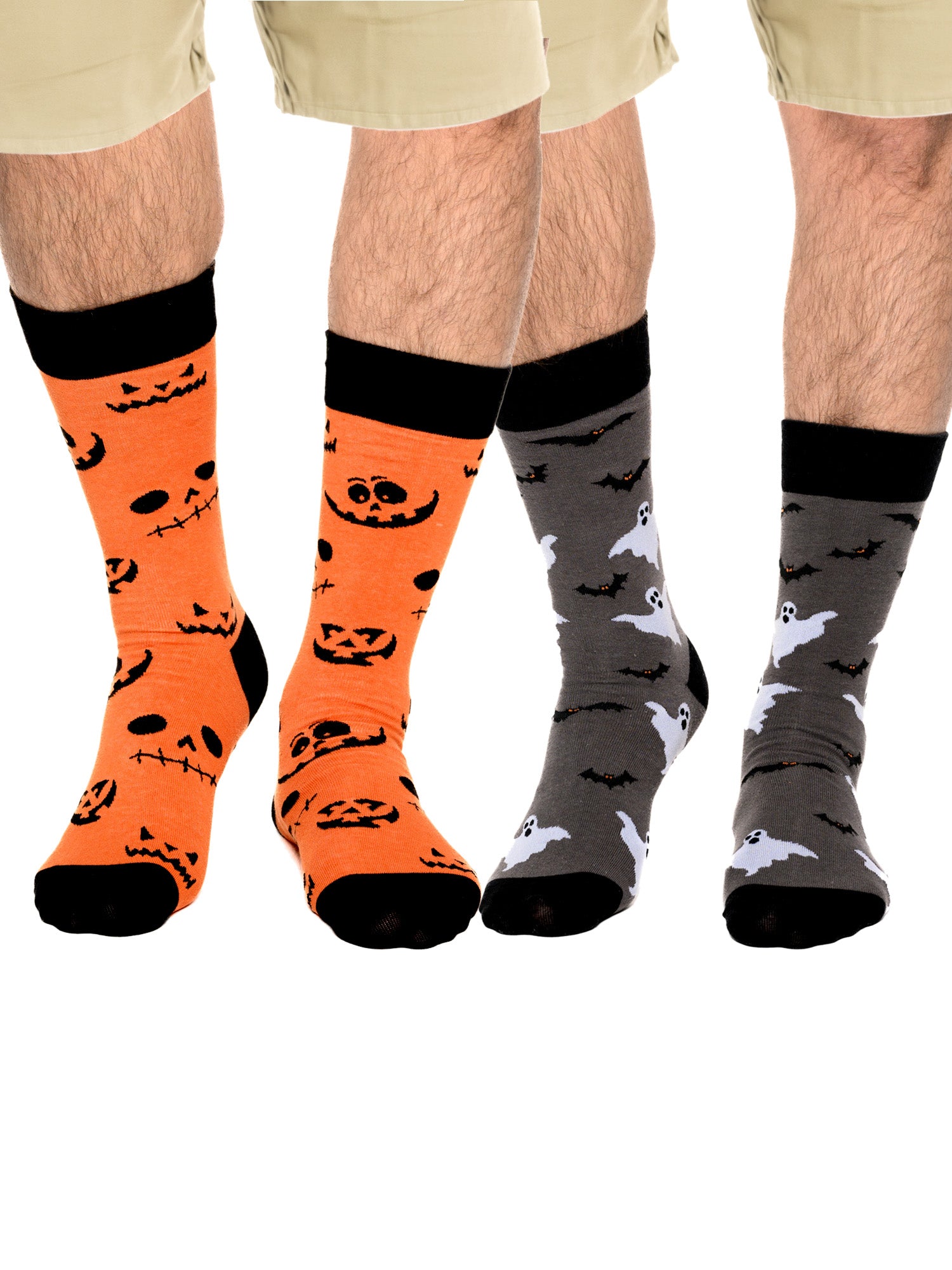 Men's Halloween Socks Jack O' Lanterns Bats Spooky Eyes Skulls 4-Pair Set