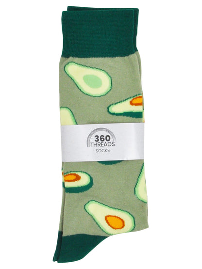 Men's Avocado & Hot Sauce Chili Peppers Novelty Dress Socks Food 2-Pair Set