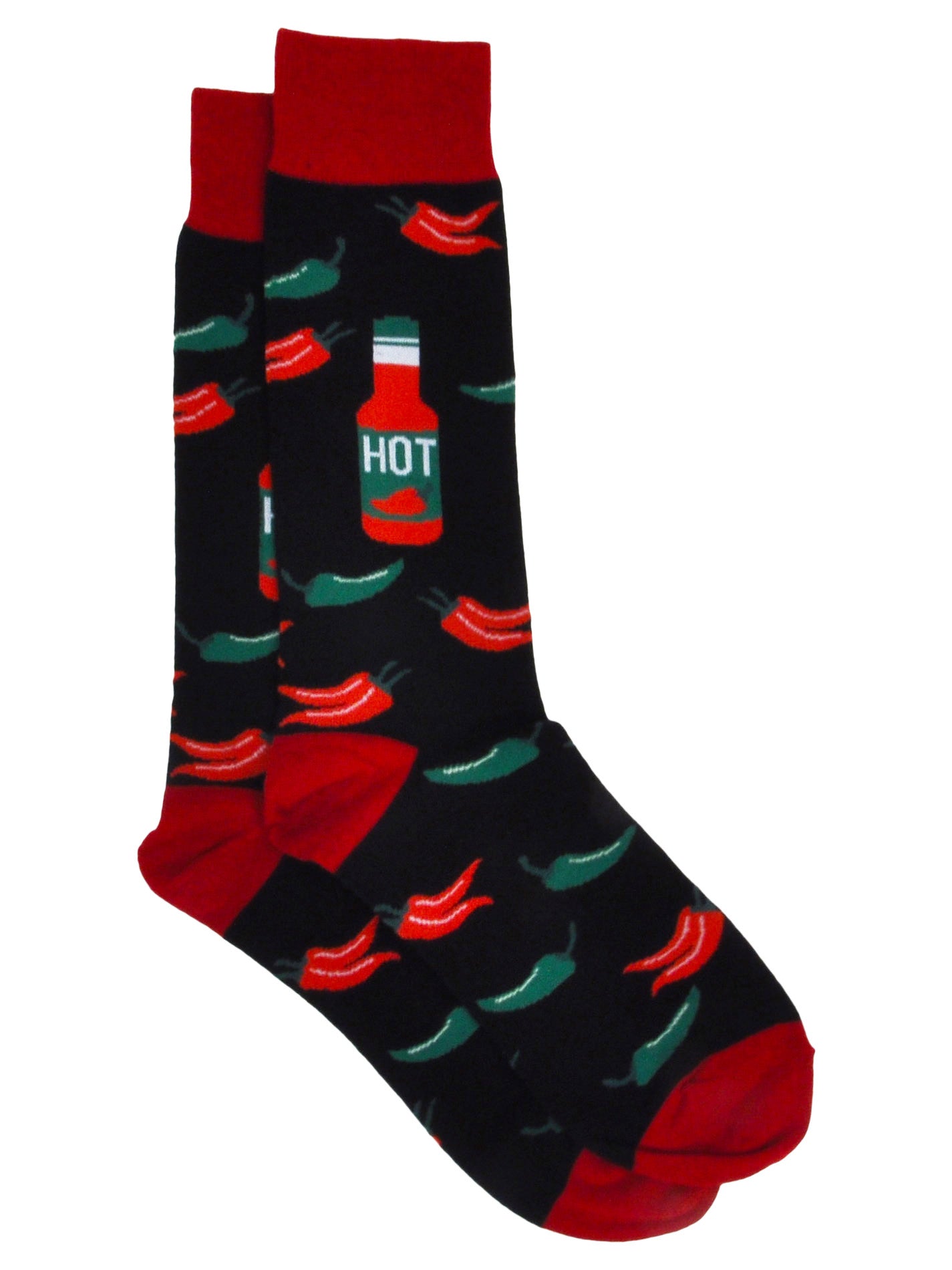 Men's Avocado & Hot Sauce Chili Peppers Novelty Dress Socks Food 2-Pair Set