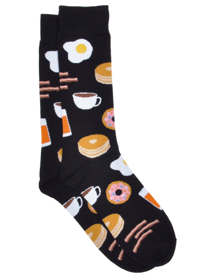 Men's Breakfast Foods Socks Eggs Bacon & BBQ Grill Hot Dog Socks 2-Pair Set