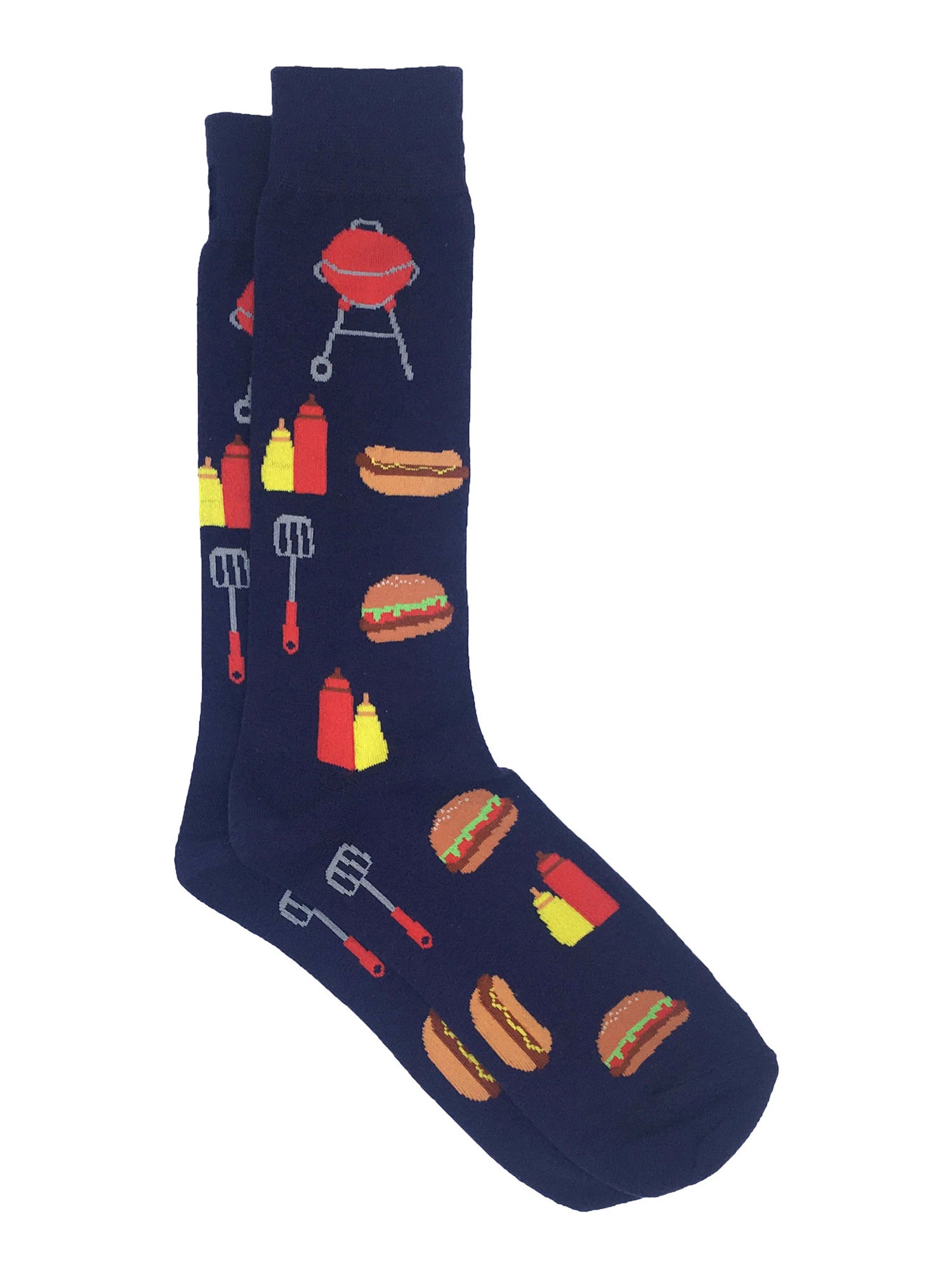 Men's Best Dad Ever Socks Grey and BBQ Grill Hot Dogs Hamburger Socks Navy