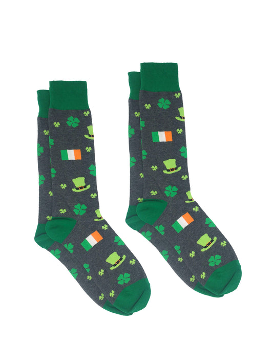 Men's St Patricks Day Socks Irish Flag Clover Shamrock Lucky 2-Pack