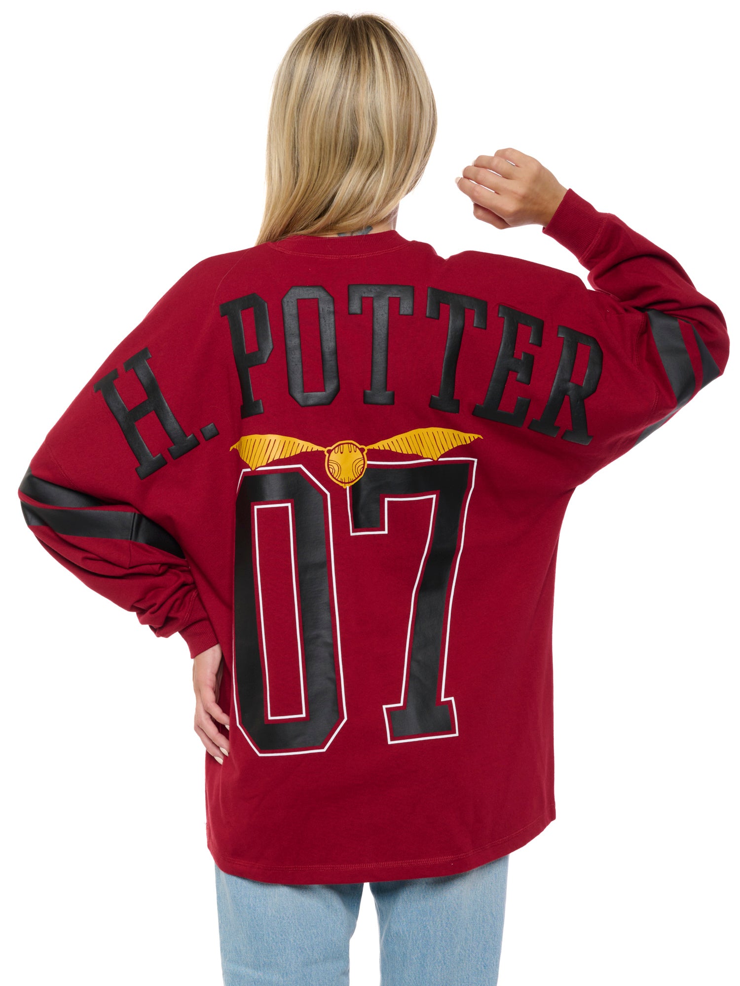 Women's Harry Potter Jersey Oversized Long Sleeve Hockey Style Red Maroon