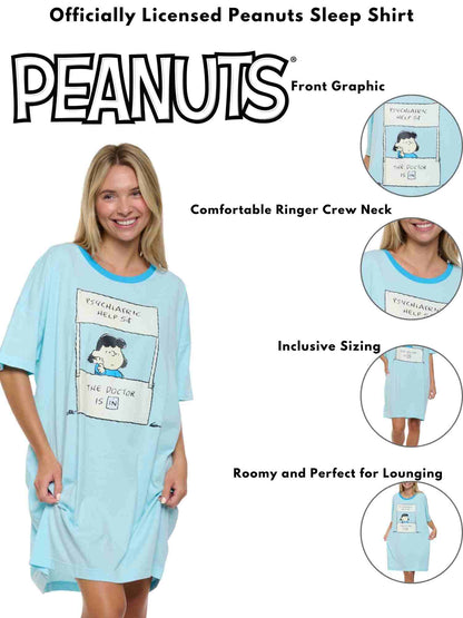 Womens & Womens Plus Size Peanuts Lucy Sleep Shirt Nightgown Pajamas Snoopy