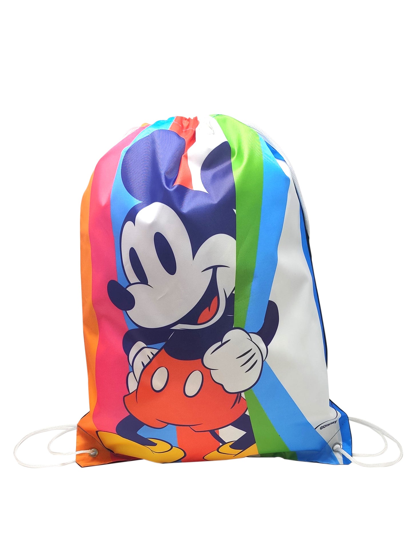 Disney Mickey Mouse Drawstring Sling Cinch Bag Stripes