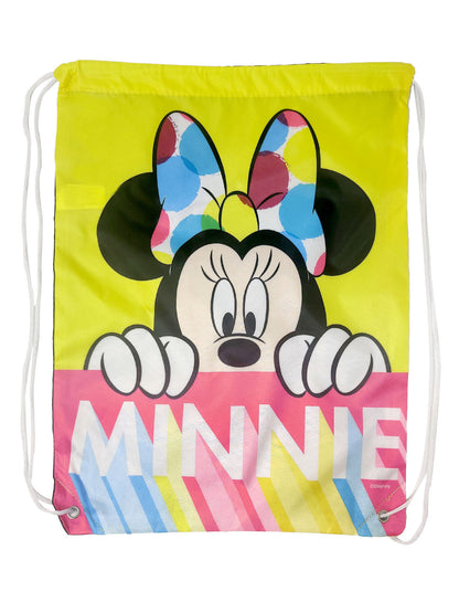 Disney Minnie Mouse Peeking 18" Drawstring Non-Woven Cinch Sling Bag Yellow