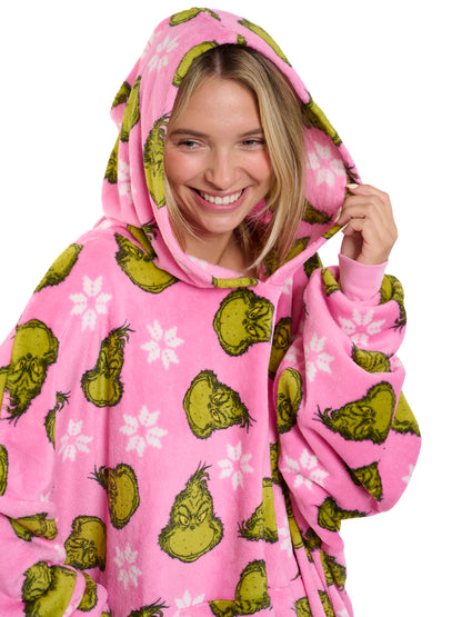 Womens The Grinch Hoodie Sweatshirt Oversized Christmas Pink Green Comfortable