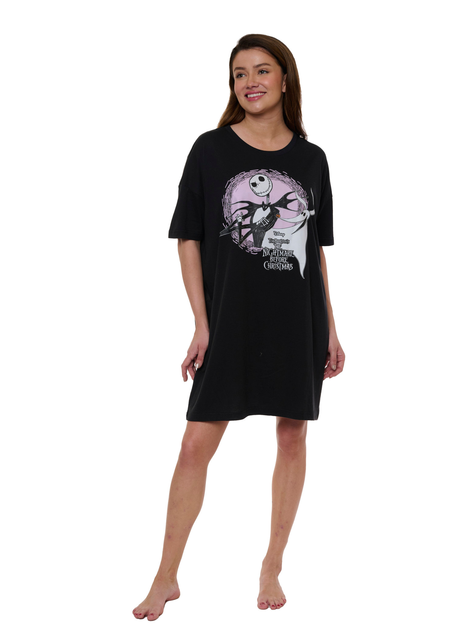 Womens Jack Skellington & Zero Sleep Shirt Pajamas One Size Nightgown Disney