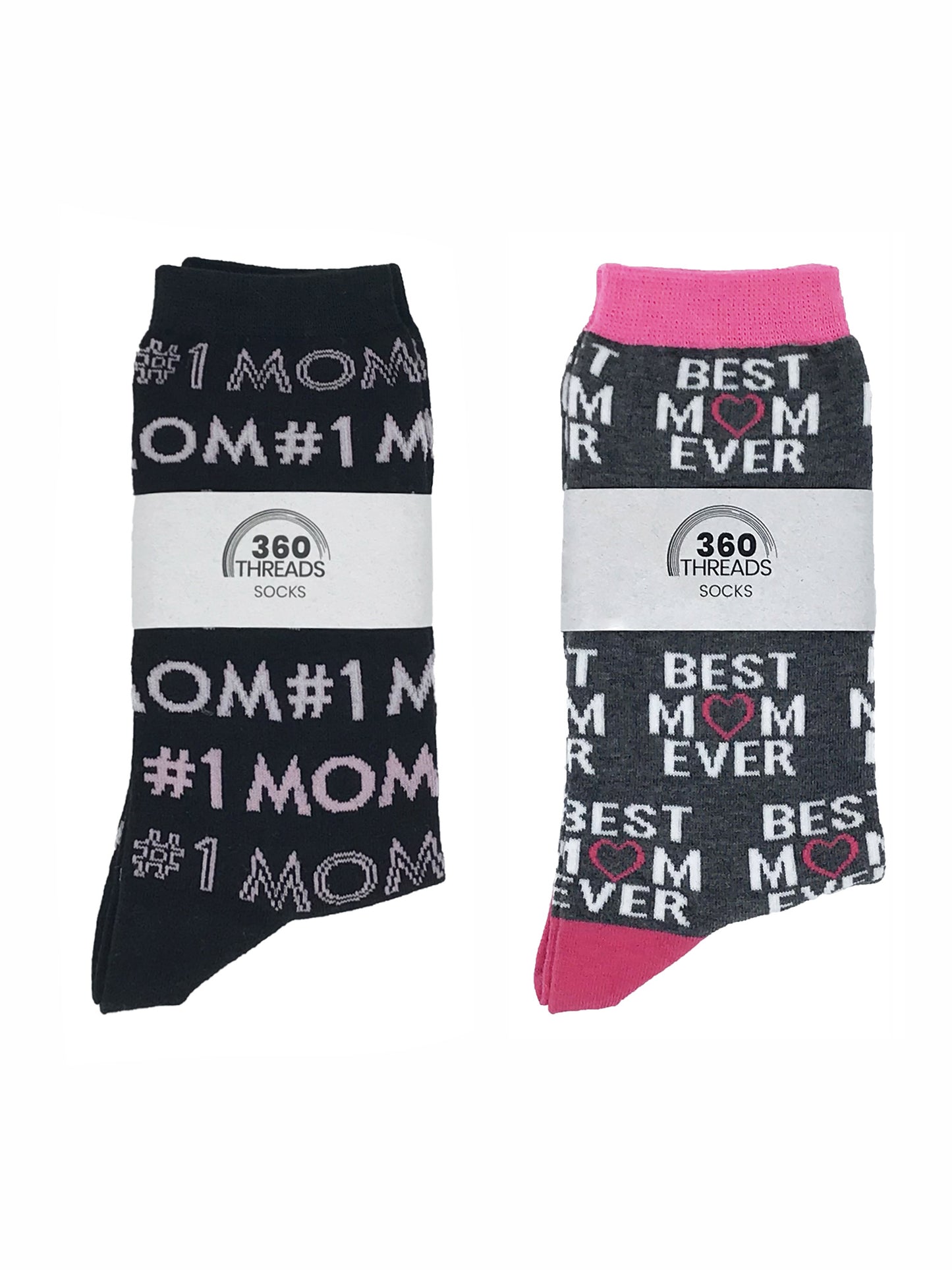 Women's #1 Mom & Best Mom Ever Novelty Crew Socks Mother's Day Gift Pack