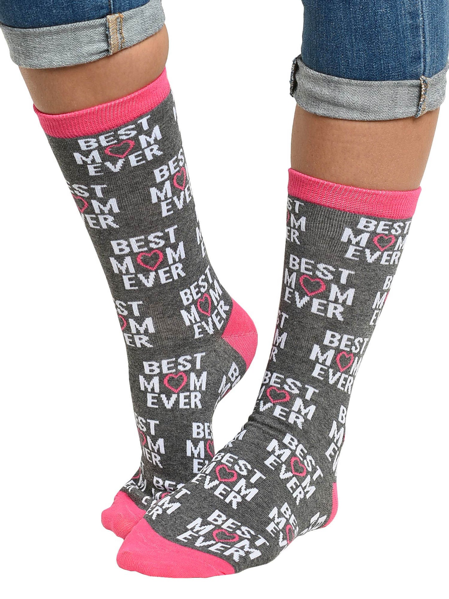 Women's #1 Mom & Best Mom Ever Novelty Crew Socks Mother's Day Gift Pack