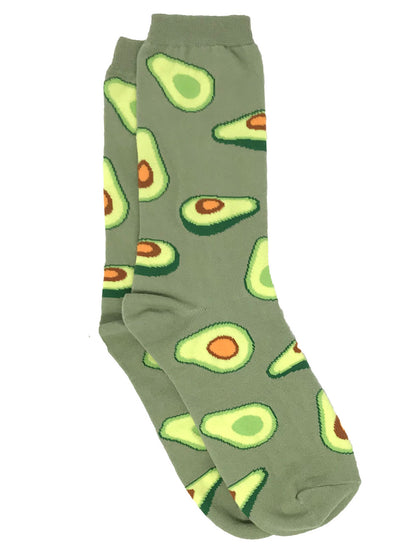 Women's Avocado & Sushi Rolls Sashimi Crew Socks 2-PAIRS All-Over Print Food