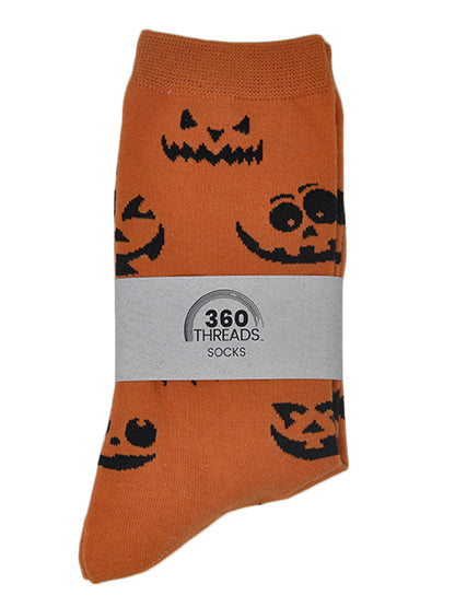 Women's Jack O Lantern and Bats & Ghosts Halloween Socks Novelty Crew 2-Pack