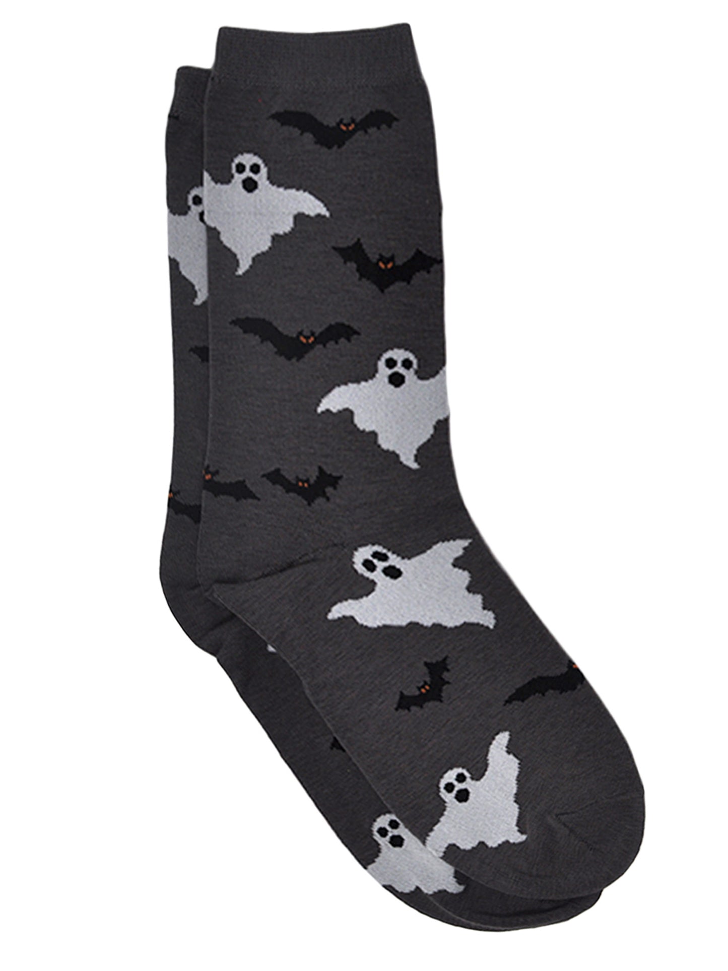 Women's Jack O Lantern and Bats & Ghosts Halloween Socks Novelty Crew 2-Pack