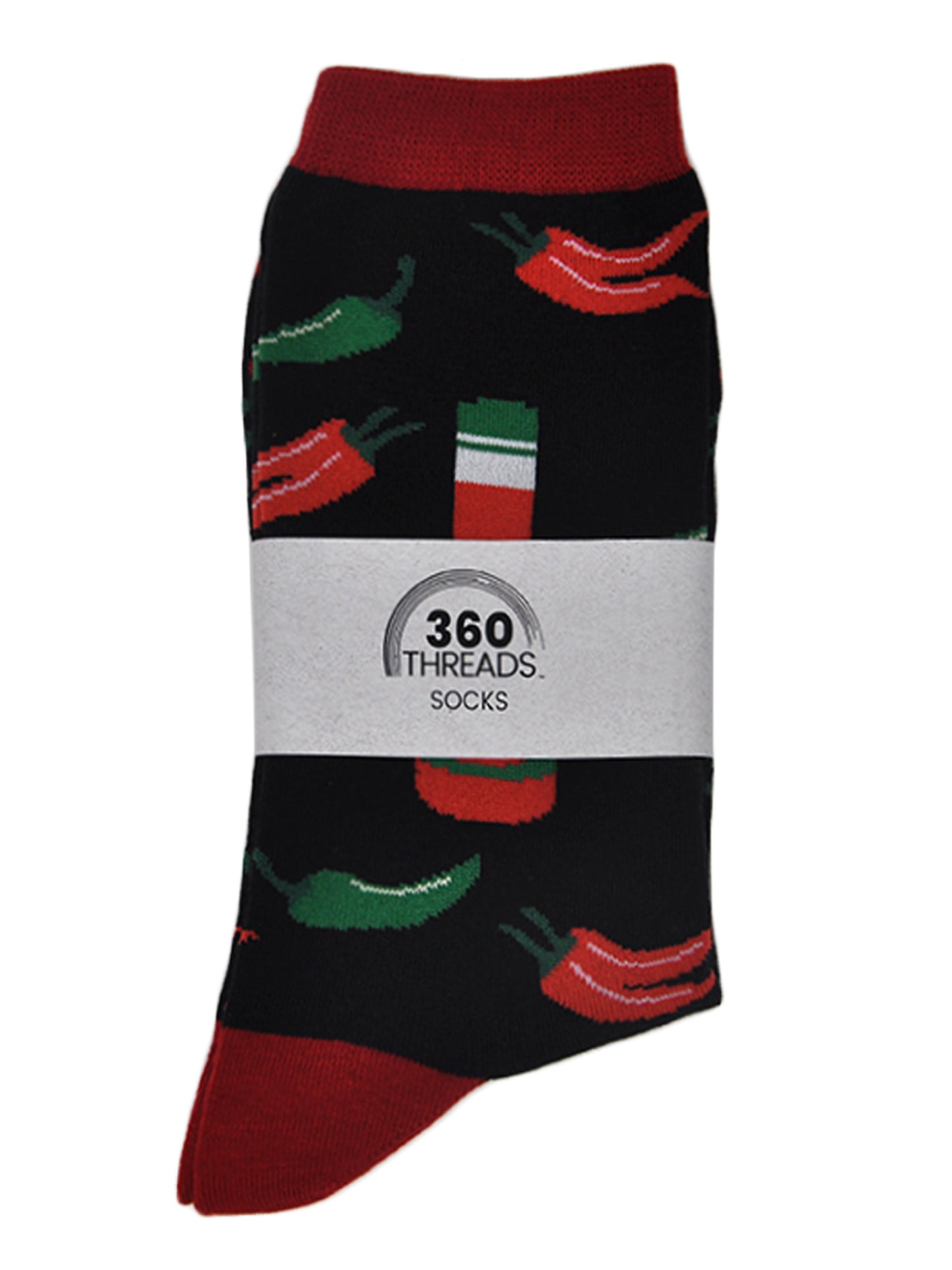 Women's Hot Sauce & Chili Peppers Novelty Socks Black Food