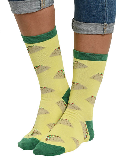 Women's Taco Socks All-Over Food Print Novelty Crew (1 Pair)