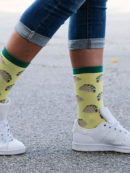 Women's Taco Socks All-Over Food Print Novelty Crew (1 Pair)