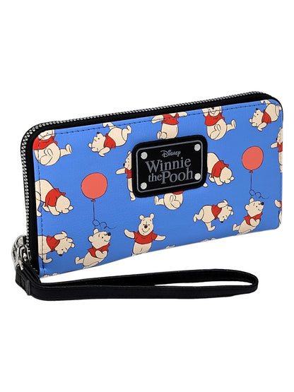 Disney Women's Winnie The Pooh Wallet All-Over Print Zip Around Wristlet