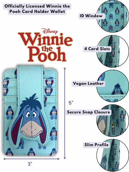 Womens Disney Eeyore Card Holder Wallet Button Snap Closure