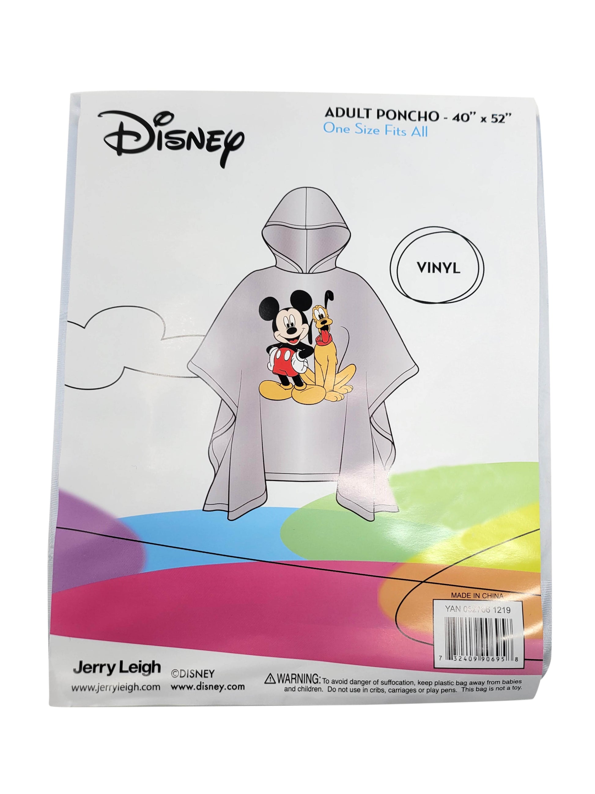 Disney Mickey Mouse & Pluto Men's Adult Rain Poncho Water Resistant