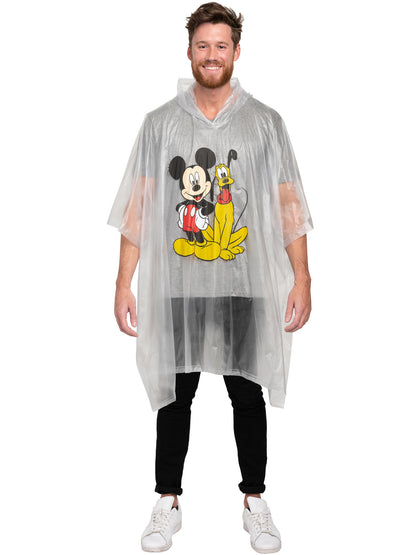 Disney Mickey Mouse & Pluto Men's Adult Rain Poncho Water Resistant