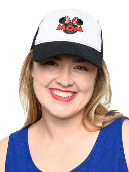 Disney Women's Minnie Mouse Hat Mom Baseball Cap Black White Red