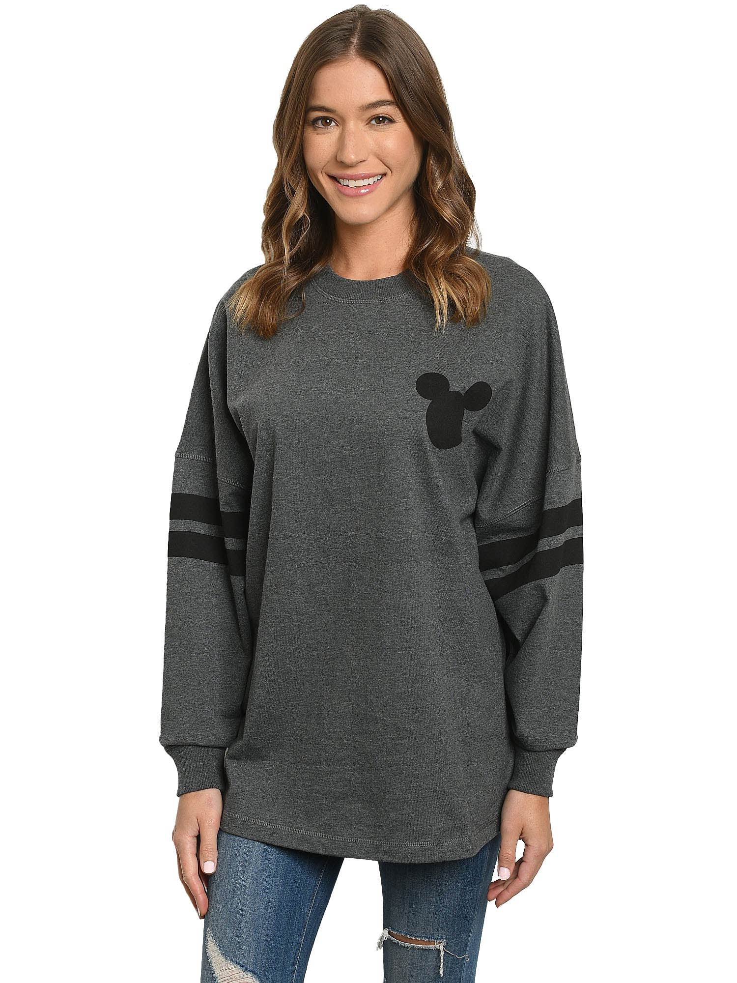 Mickey Mouse Sweatshirt Disney Women's Long Sleeve Jersey Charcoal Gray