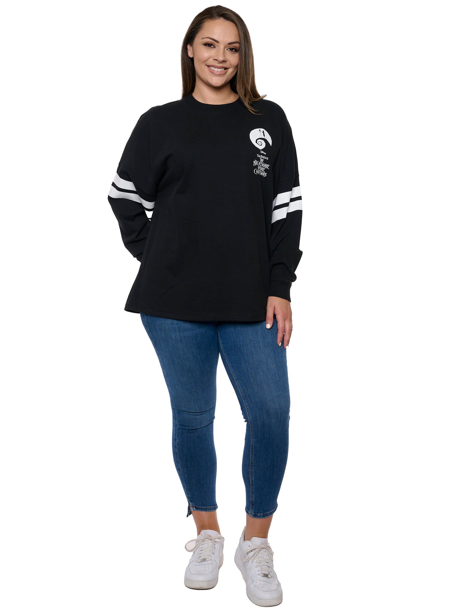 Disney Women's Jack Skellington Sweatshirt Long Sleeve Hockey Style Jersey