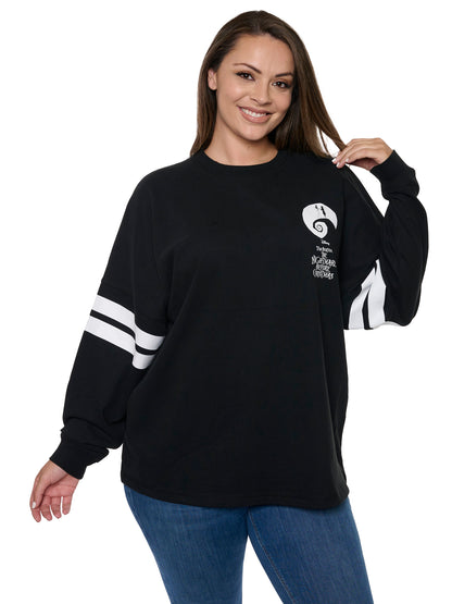 Disney Women's Jack Skellington Sweatshirt Long Sleeve Hockey Style Jersey