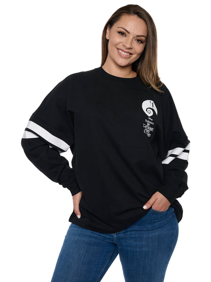 Disney Women's Jack Skellington Sweatshirt Long Sleeve Hockey Style Jersey