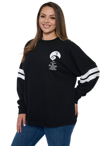 Disney Women's Jack Skellington Sweatshirt Long Sleeve Hockey Style Jersey