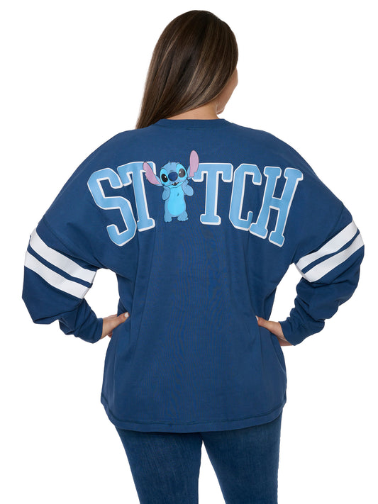 Disney Women's Stitch Long Sleeve Sweatshirt Jersey Blue Hockey Style