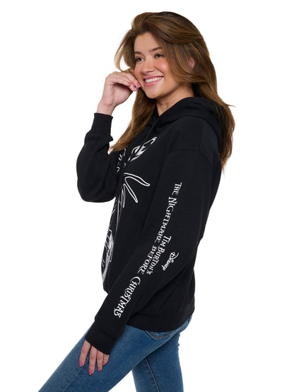 Womens Disney Jack Skellington Hoodie Pullover Nightmare Before Christmas Black