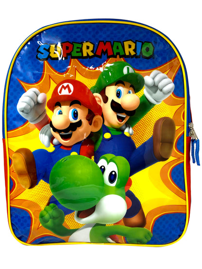 Mario Bros Backpack 15" Luigi Yoshi & Pencil Case Set Nintendo