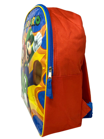 Super Mario Bros Backpack 15" Luigi Yoshi Nintendo Red Blue Boys Video Game