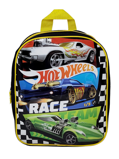 Hot Wheels Backpack 11" Small Mini Race Toddler Boys Black Blue Green