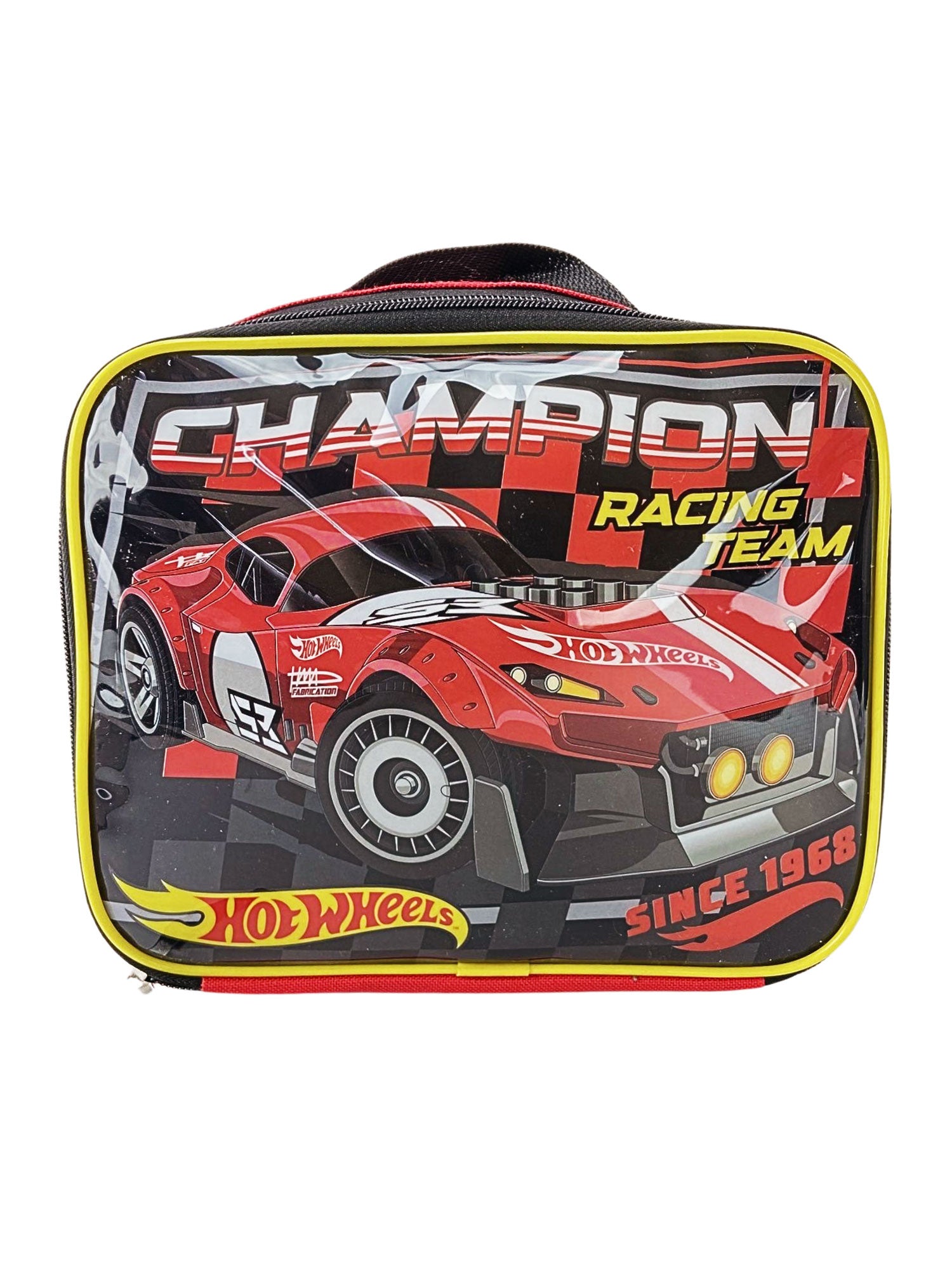 Boys Hot Wheels Lunch Bag Insulated Champion Racing Team Reusable Red Black