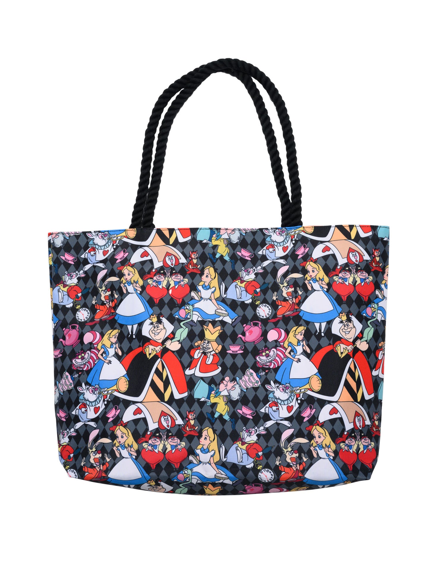 Alice In Wonderland Tote Bag Rope Handle Cheshire Cat Queen of Hearts Women's