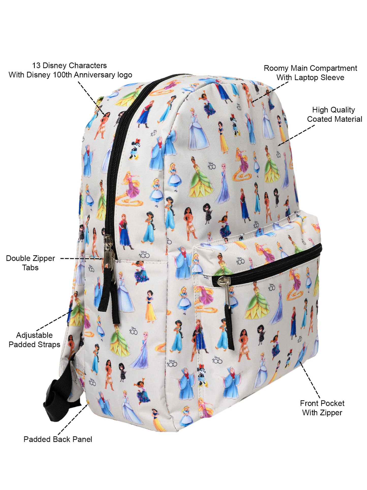 Disney Princesses All-Character Laptop Backpack Deluxe 16" Minnie Durable D100