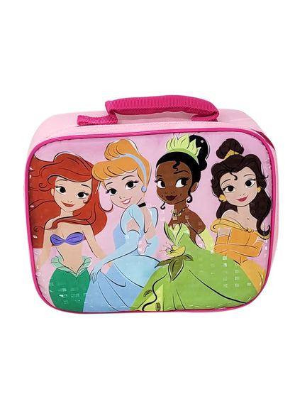 Disney Princesses Lunch Bag Insulated Ariel Cinderella Tiana Belle Girls Pink