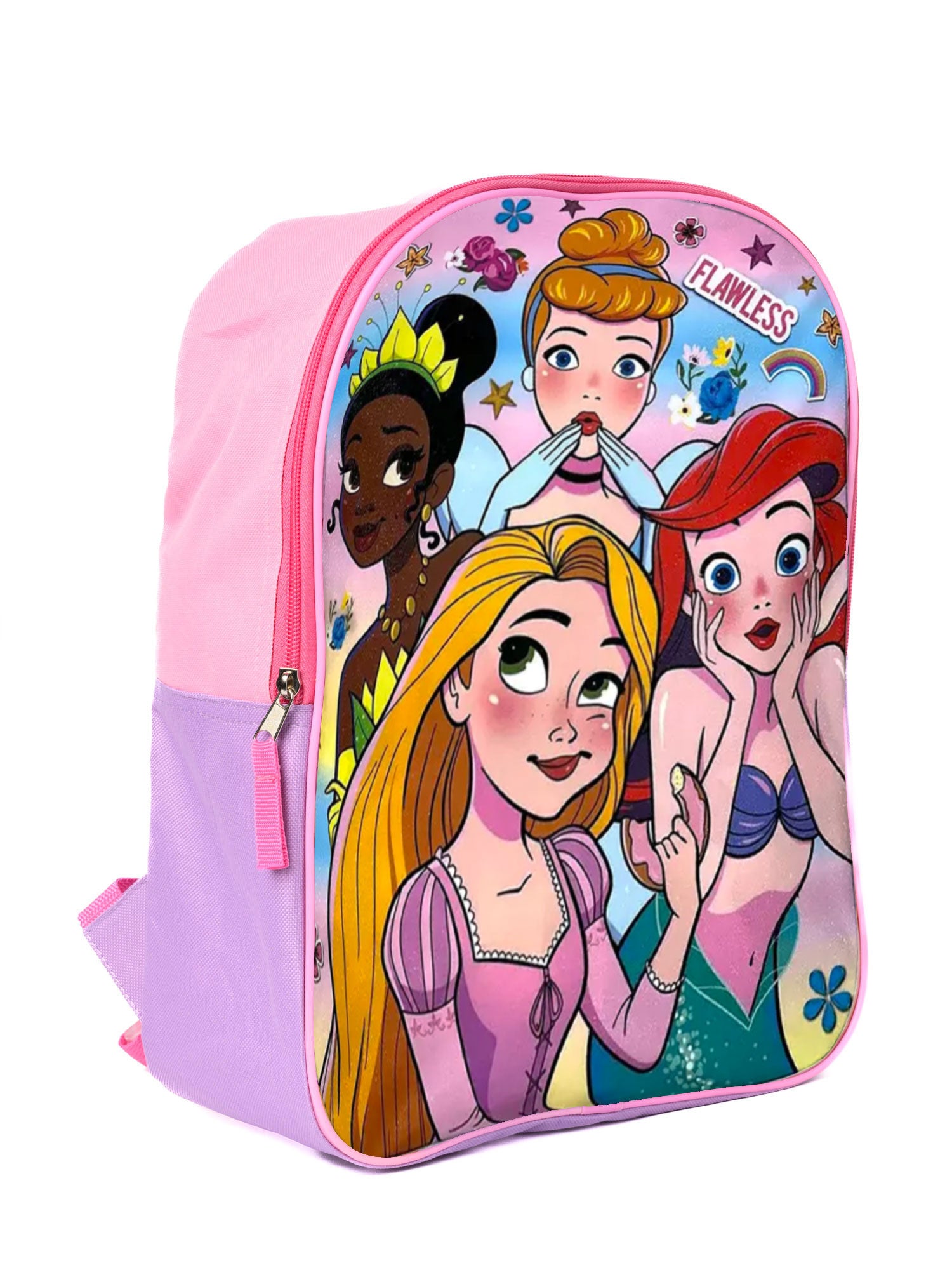 Disney Princesses Backpack 15" Tiana Cinderella Ariel Aurora Girls Kids Pink