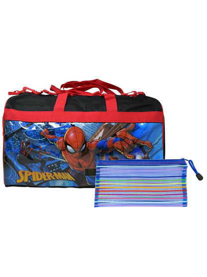 Spider-Man 17" Duffel Bag Carry-On Miles Morales & Zipper Mesh Travel Pouch Set