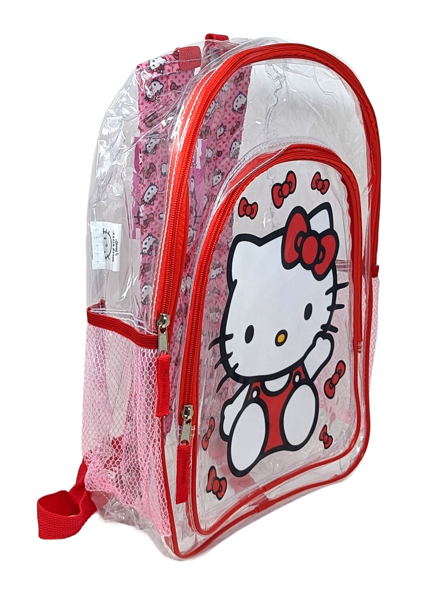 Hello Kitty Transparent Backpack Clear 16" Sanrio Girls Bows