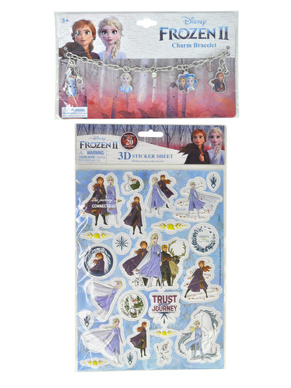 Disney Frozen II Charm Bracelet & Raised 3D Sticker Sheet (24-CT) 2-Piece Set