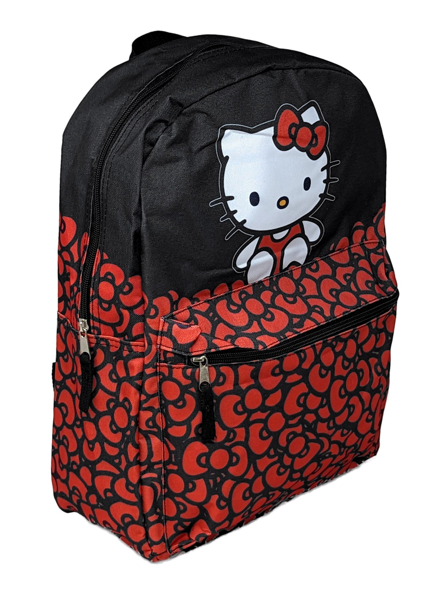 Hello Kitty Backpack 16" Sanrio Red Bows Girls Black