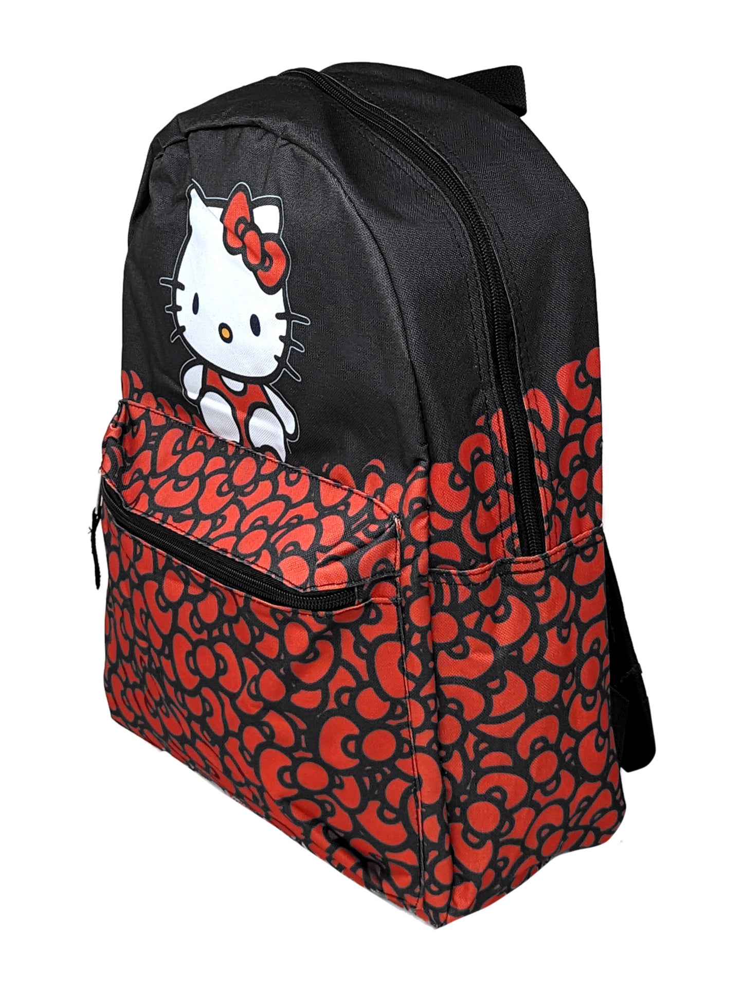 Hello Kitty Backpack 16" Sanrio Red Bows Girls Black