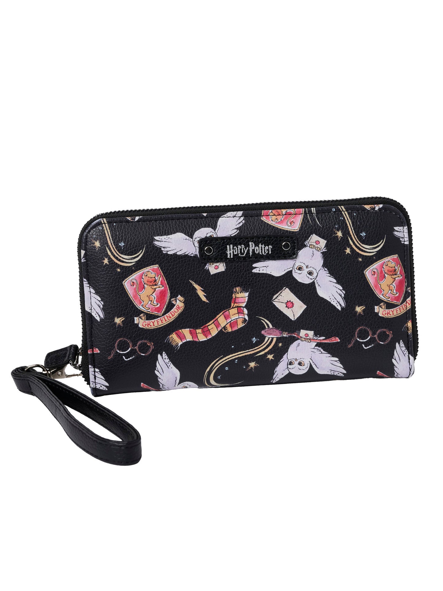 Women's Harry Potter Icons Black Zip Around Wallet All-Over Print Wristlet