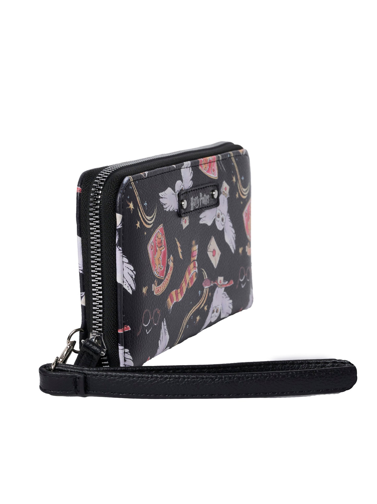 Women's Harry Potter Icons Black Zip Around Wallet All-Over Print Wristlet