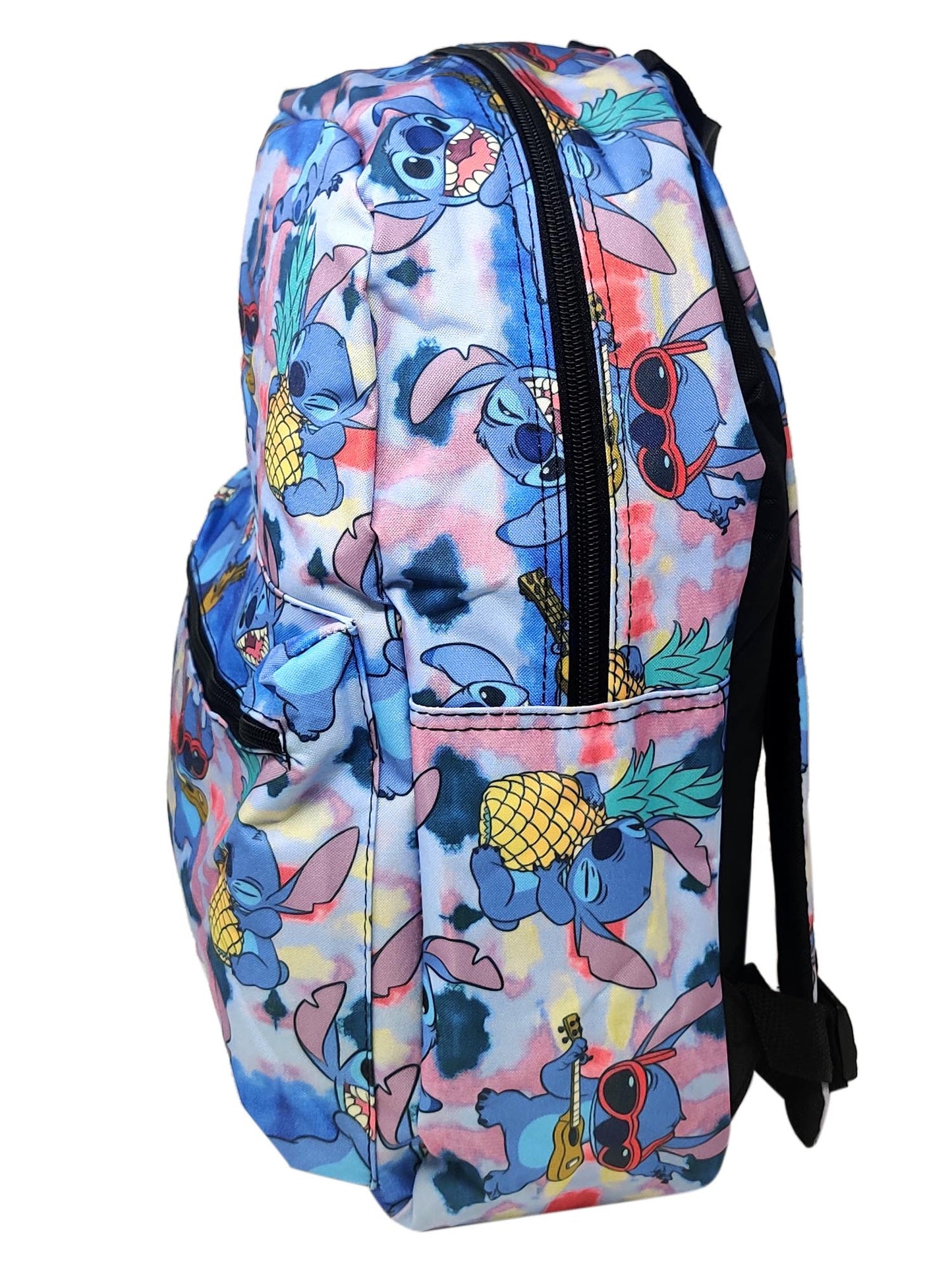 Disney Lilo & Stitch Backpack 16" All-Over Print Ukulele w/ Front Pocket