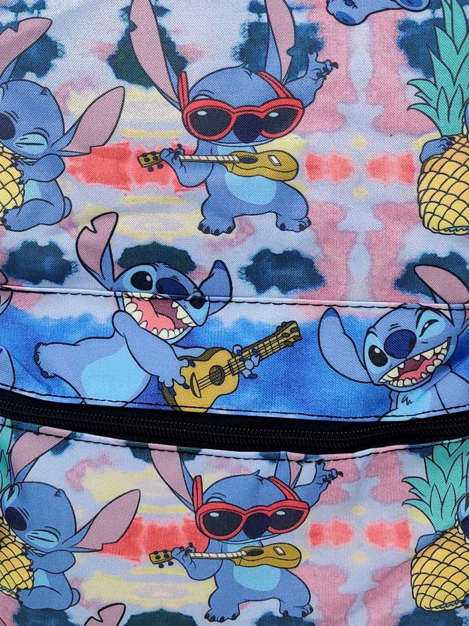 Disney Lilo & Stitch Backpack 16" All-Over Print Ukulele w/ Front Pocket